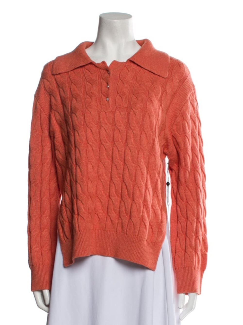 NAADAM Coral Cable-Knit Polo Sweater